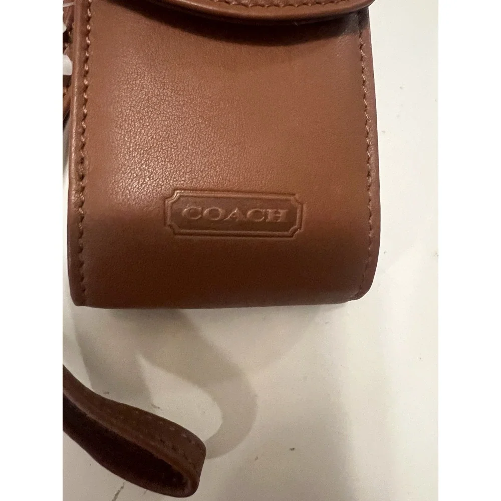 Vintage Tan Leather Coach Flip Phone Belt Carry Case Wristlet NWT